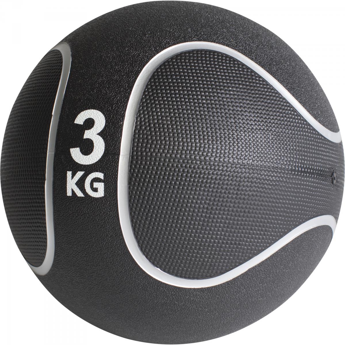 Médecine ball style noir/gris de 3 KG diamnètre 23cm